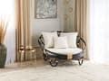 Miniatyrbillede 4 af 11: Have Daybed Sort Rattan Flet med 3 Beige Hynder Vejrbestandig Boho Traditionel Udendørs Patio