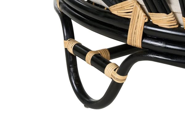 Have Daybed Sort Rattan Flet med 3 Beige Hynder Vejrbestandig Boho Traditionel Udendørs Patio