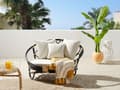 Miniatyrbillede 2 af 11: Have Daybed Sort Rattan Flet med 3 Beige Hynder Vejrbestandig Boho Traditionel Udendørs Patio