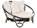 Miniatyrbillede 1 af 11: Have Daybed Sort Rattan Flet med 3 Beige Hynder Vejrbestandig Boho Traditionel Udendørs Patio