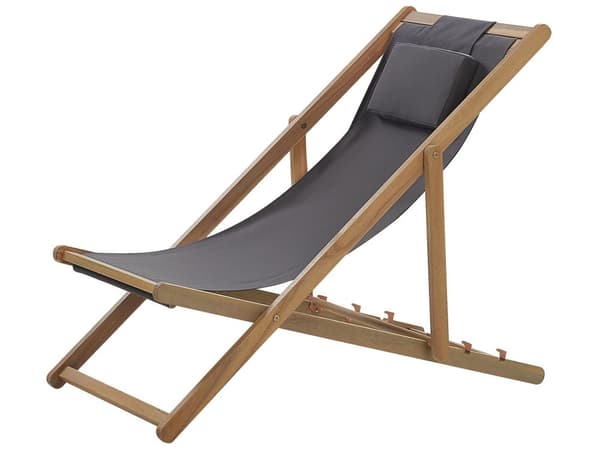Fällbar Solstol Ljust Akaciaträ med Grå 2 Ersättningstyger med Trendigt Mönster Hammock Hopfällbar Solsäng