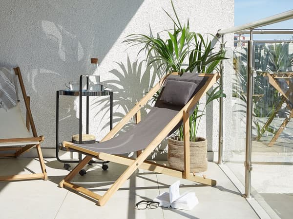 Fällbar Solstol Ljust Akaciaträ med Grå 2 Ersättningstyger med Trendigt Mönster Hammock Hopfällbar Solsäng