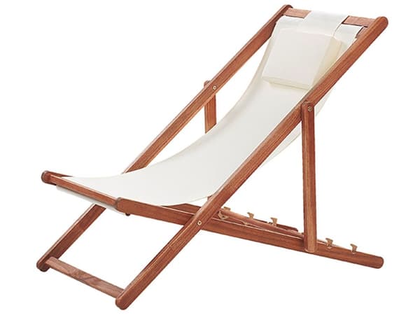 Fällbar Solstol Mörkt Akaciaträ med Off-White 2 Ersättningstyger med Trendigt Mönster Hammock Hopfällbar Solsäng