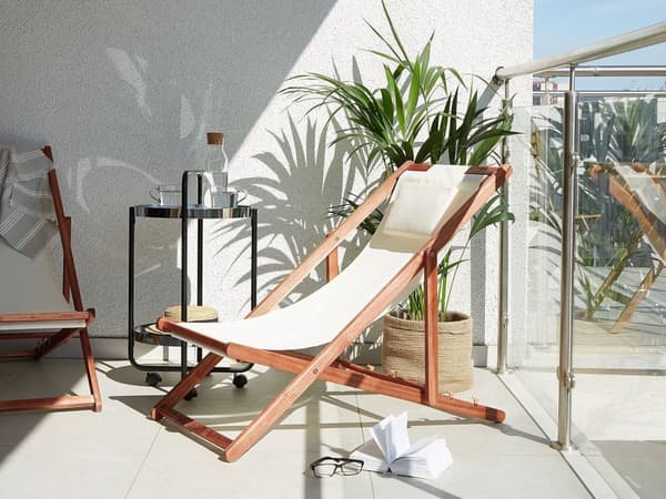Fällbar Solstol Mörkt Akaciaträ med Off-White 2 Ersättningstyger med Trendigt Mönster Hammock Hopfällbar Solsäng