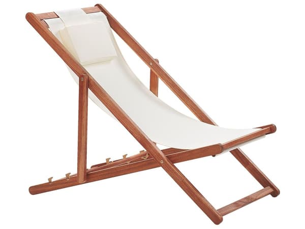 Set med 2 Fällbara Solstolar Mörkt Akaciaträ med Off-White 2 Ersättningstyger med Trendigt Mönster Hammock Hopfällbar Solsäng