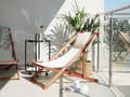 Miniatyrbild 2 av 10: Set med 2 Fällbara Solstolar Mörkt Akaciaträ med Off-White 2 Ersättningstyger med Trendigt Mönster Hammock Hopfällbar Solsäng