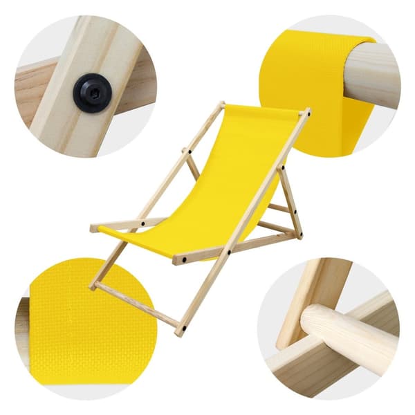 ECD Germany 2-pack Fällbar solstol; Gul; av trä; justerbar ryggstöd; 3 positioner; upp till 120 kg; Solstol Trädgårdsstol Strandstol Träfällstol; för