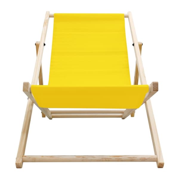ECD Germany Käännettävä aurinkotuoli; keltainen; puinen; säädettävä selkänoja; 3 lepoasentoa; enintään 120 kg; aurinkotuoli puutarhaan; parvekkeelle