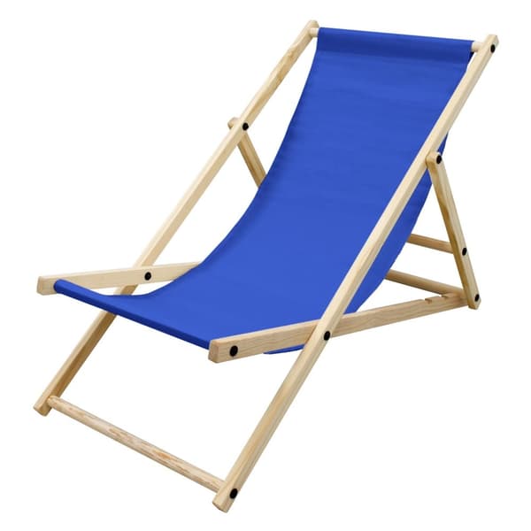 ECD Germany Hopfällbar solstol; blå; av trä; justerbar ryggstöd; 3 ligglägen; upp till 120 kg; solstol trädgårdsstol strandstol hopfällbar trästol;