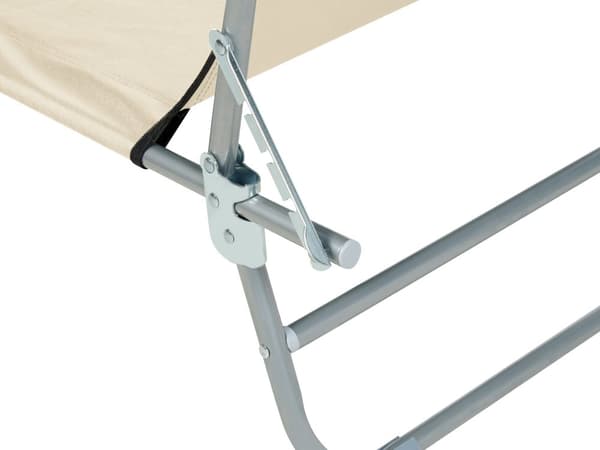 Have liggestol creme stålstel justerbart ryglæn baldakin sammenklappelig til haveterrasse strandstol moderne stil