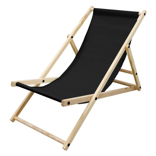 Hopfällbar solstol 117x52x10 cm svart trä