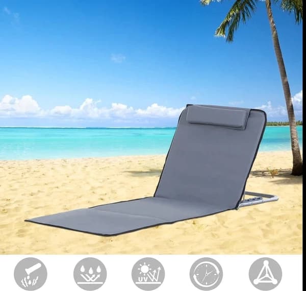 Rootz Beach Mat - Sun Mat Set - Foldable Beach Mattress - Sun Mat 5 Level Height Adjustment - Mat Set With Carry Bag Included - Lightweight Design -