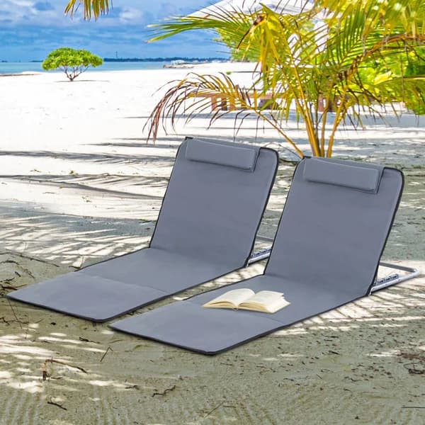 Rootz Beach Mat - Sun Mat Set - Foldable Beach Mattress - Sun Mat 5 Level Height Adjustment - Mat Set With Carry Bag Included - Lightweight Design -