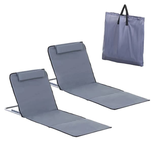 Rootz Beach Mat - Sun Mat Set - Foldable Beach Mattress - Sun Mat 5 Level Height Adjustment - Mat Set With Carry Bag Included - Lightweight Design -