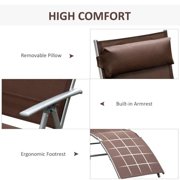 Rootz Sun Lounger - Beach Lounger - Relaxation Lounger - Garden Lounger - Foldable Sun Lounger - With Cushion - Brown - 137 x 63.5 x 100.5 cm