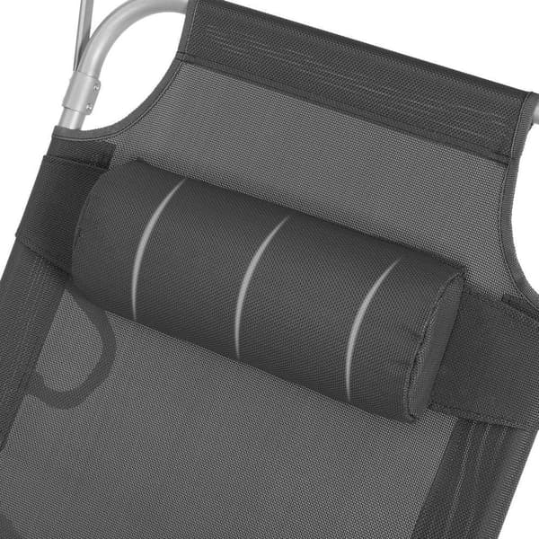 Rootz Havelounger - Solseng med solsejl - Hvilestol med solsejl - Justerbar solseng - Nakkestøtte Haveseng - Jern - Syntetisk fiberstof - Mørkegrå - 5