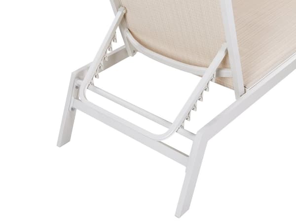 Aurinkotuoli beige alumiinirunko polyesteri niskatyynyllä säädettävä moderni