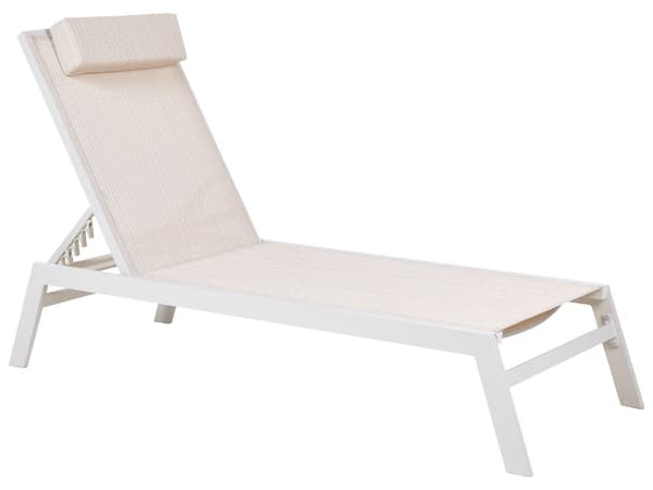Aurinkotuoli beige alumiinirunko polyesteri niskatyynyllä säädettävä moderni