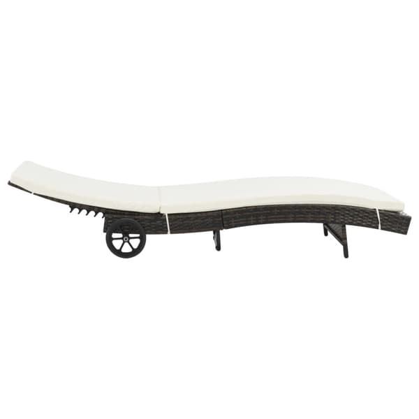 vidaXL liggestole 2 stk. med hjul og hynder polyrattan brun