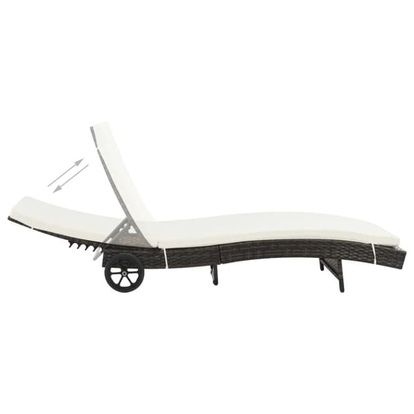 vidaXL liggestole 2 stk. med hjul og hynder polyrattan brun