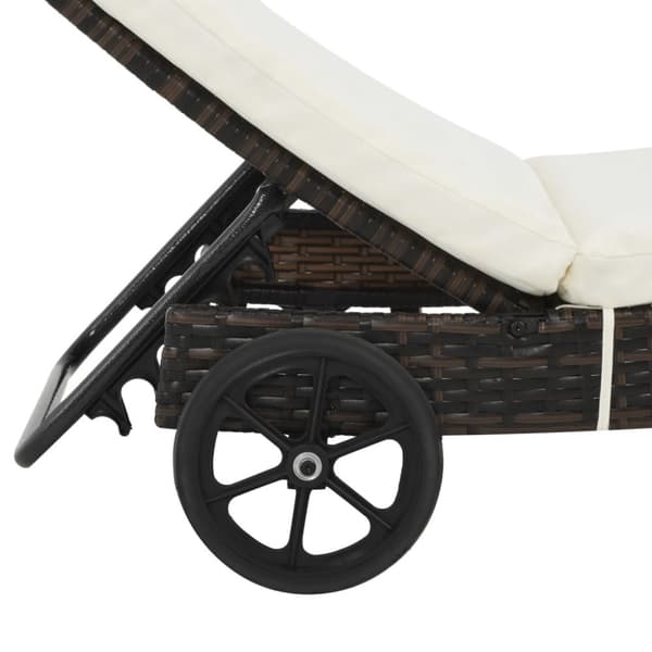 vidaXL liggestole 2 stk. med hjul og hynder polyrattan brun