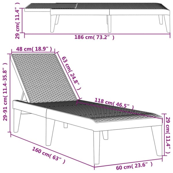 vidaXL Solseng cappuccino 186x60x29 cm PP