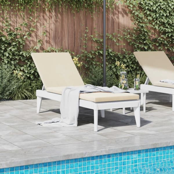 vidaXL liggestol med hynde 186x60x29 cm PP hvid