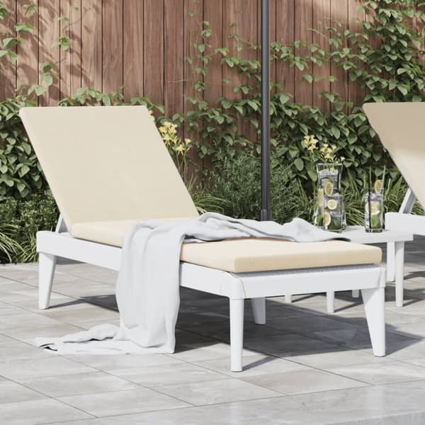 vidaXL liggestol med hynde 186x60x29 cm PP hvid