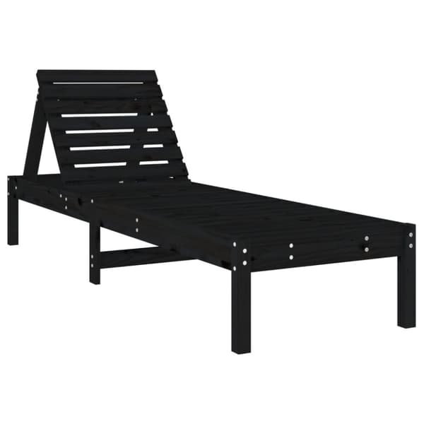 vidaXL Solsängar 2 st med bord svart massiv furu