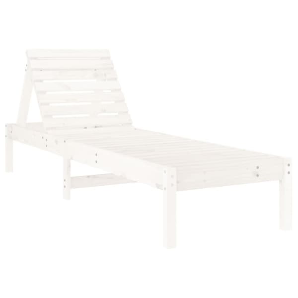vidaXL Solsängar 2 st med bord vit massiv furu
