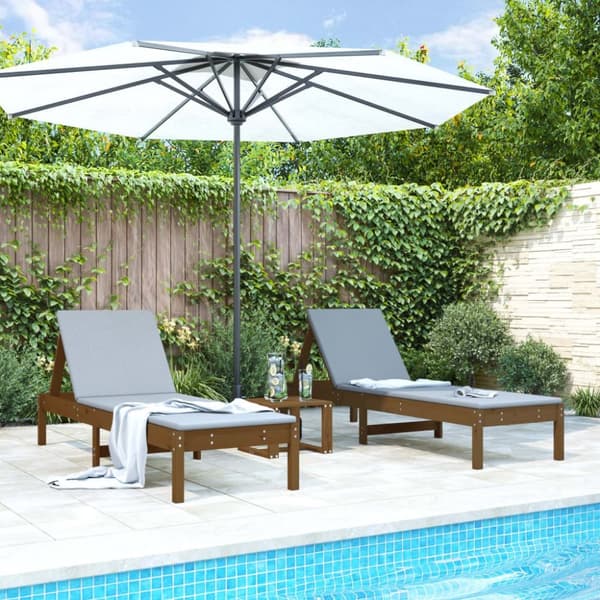 vidaXL liggestole 2 stk. 199,5x60x74 cm massivt fyrretræ gyldenbrun