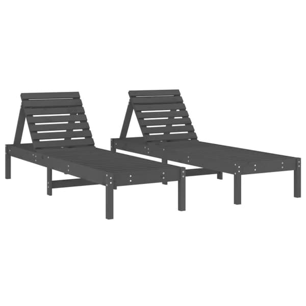 vidaXL liggestole 2 stk. 199,5x60x74 cm massivt fyrretræ grå