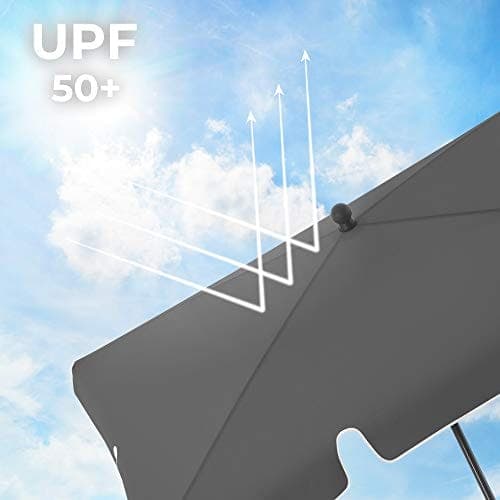 SONGMICS Rektangulær altanparasol 2 x 1,25 m, UPF 50+ beskyttelse, vippesolsejl, Grå