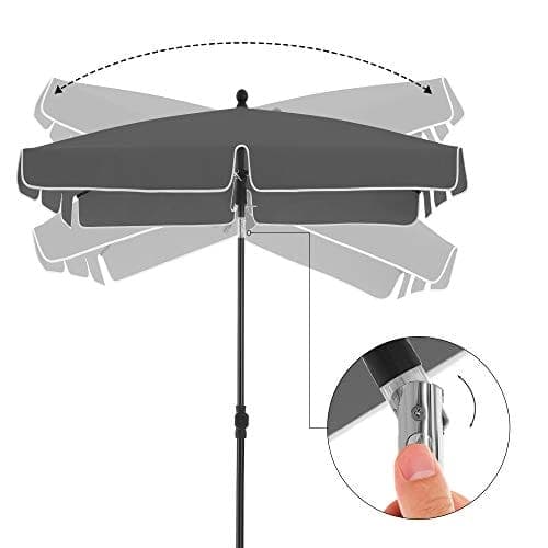 SONGMICS Rektangulær altanparasol 2 x 1,25 m, UPF 50+ beskyttelse, vippesolsejl, Grå
