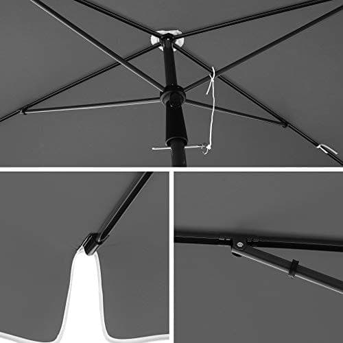SONGMICS Rektangulær altanparasol 2 x 1,25 m, UPF 50+ beskyttelse, vippesolsejl, Grå