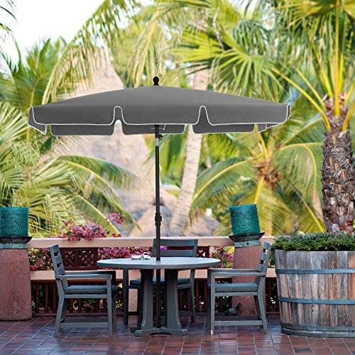 SONGMICS Rektangulær altanparasol 2 x 1,25 m, UPF 50+ beskyttelse, vippesolsejl, Grå