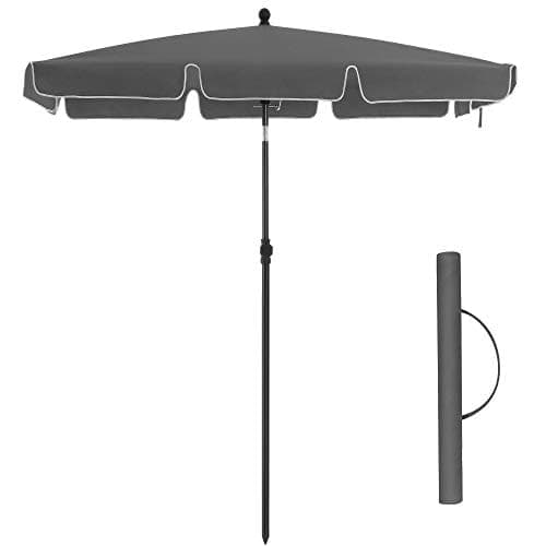 SONGMICS Rektangulärt balkong parasoll 2 x 1,25 m, UPF 50+ skydd, lutande solskydd, Grå