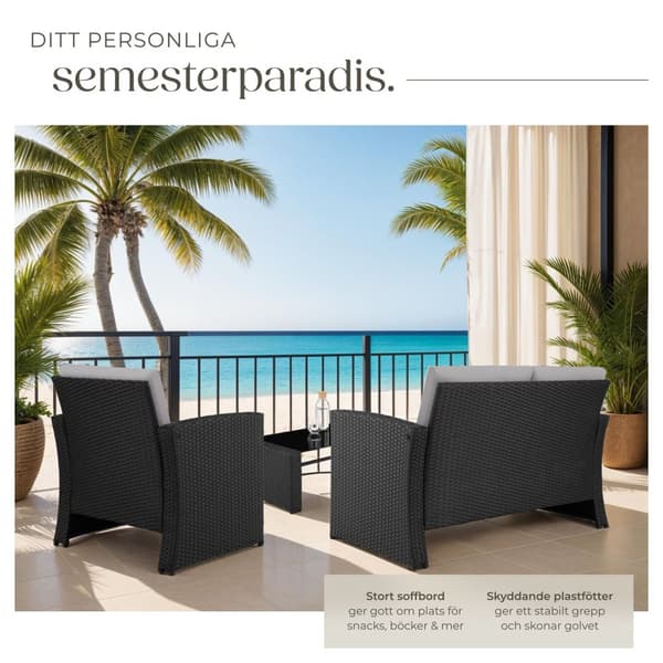 Loungeset/Loungegrupp Jesolo i konstrotting - svart/grå