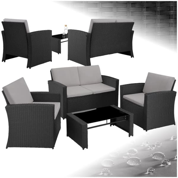 Loungeset/Loungegrupp Jesolo i konstrotting - svart/grå