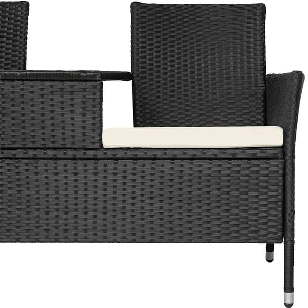 Polyrattan havestole med bord - sort/beige