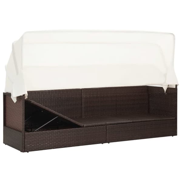 havesofa med baldakin polyrattan brun