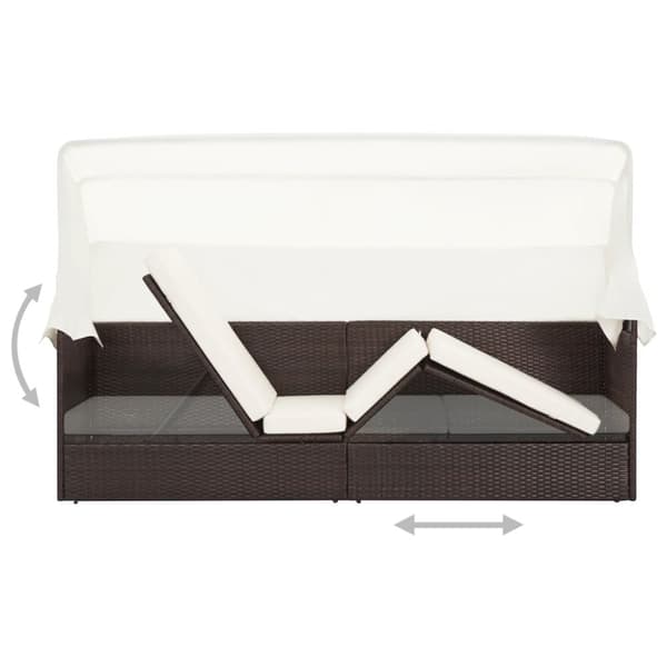 havesofa med baldakin polyrattan brun