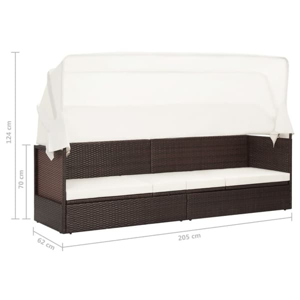 havesofa med baldakin polyrattan brun