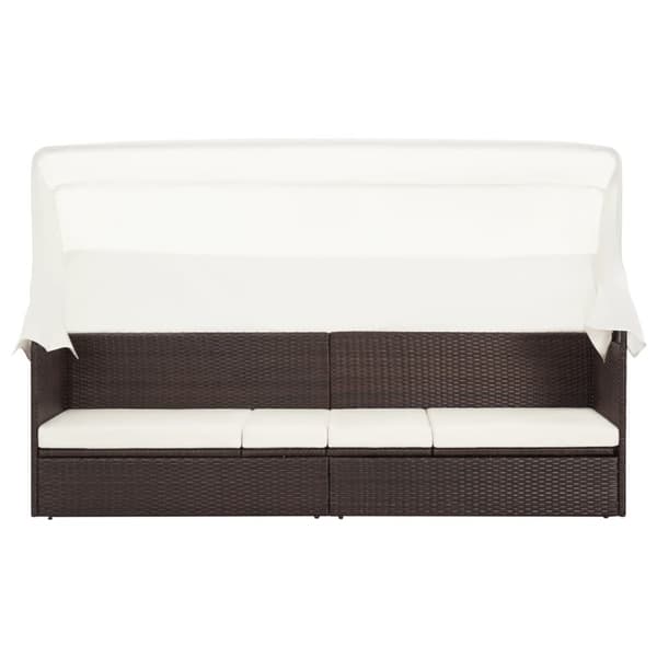 havesofa med baldakin polyrattan brun