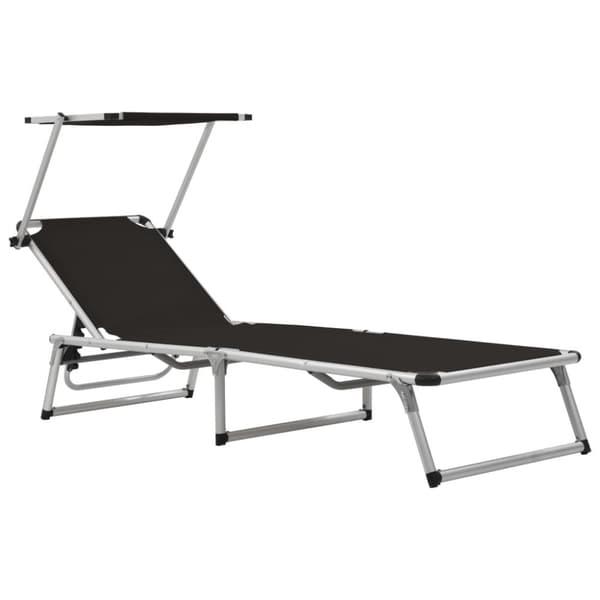 foldbar liggestol med tag aluminium og textilene sort