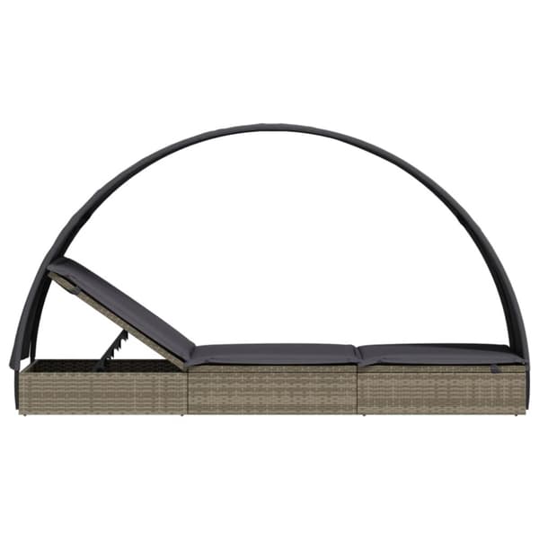 liggestol med rundt tag 211x57x140 cm polyrattan grå