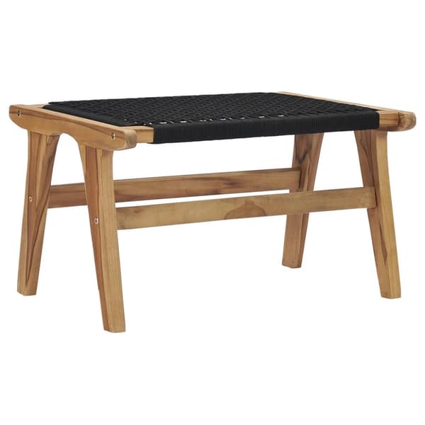 Trädgårdsstol med fotpall massiv teak och rep