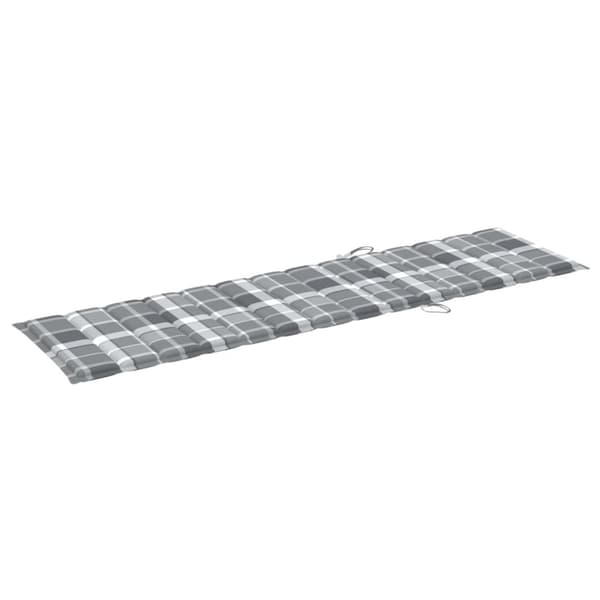 Solsäng med bord och dyna massiv teak