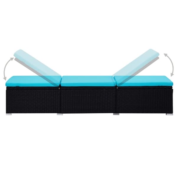 liggestole med tebord 3 dele polyrattan sort