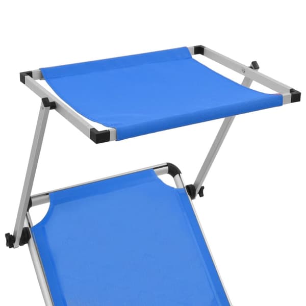 foldbar liggestol med tag aluminium og textilene blå
